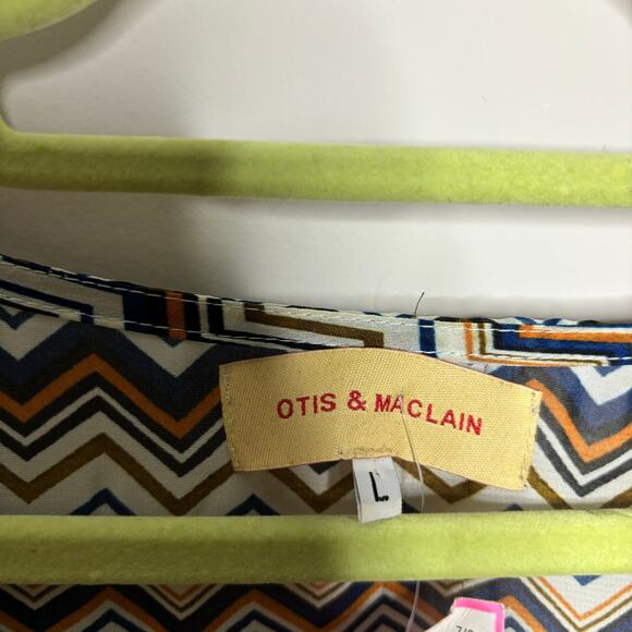 Otis & Maclain Chevron Print Sheer High Low Blouse Sz L - Picture 4 of 8